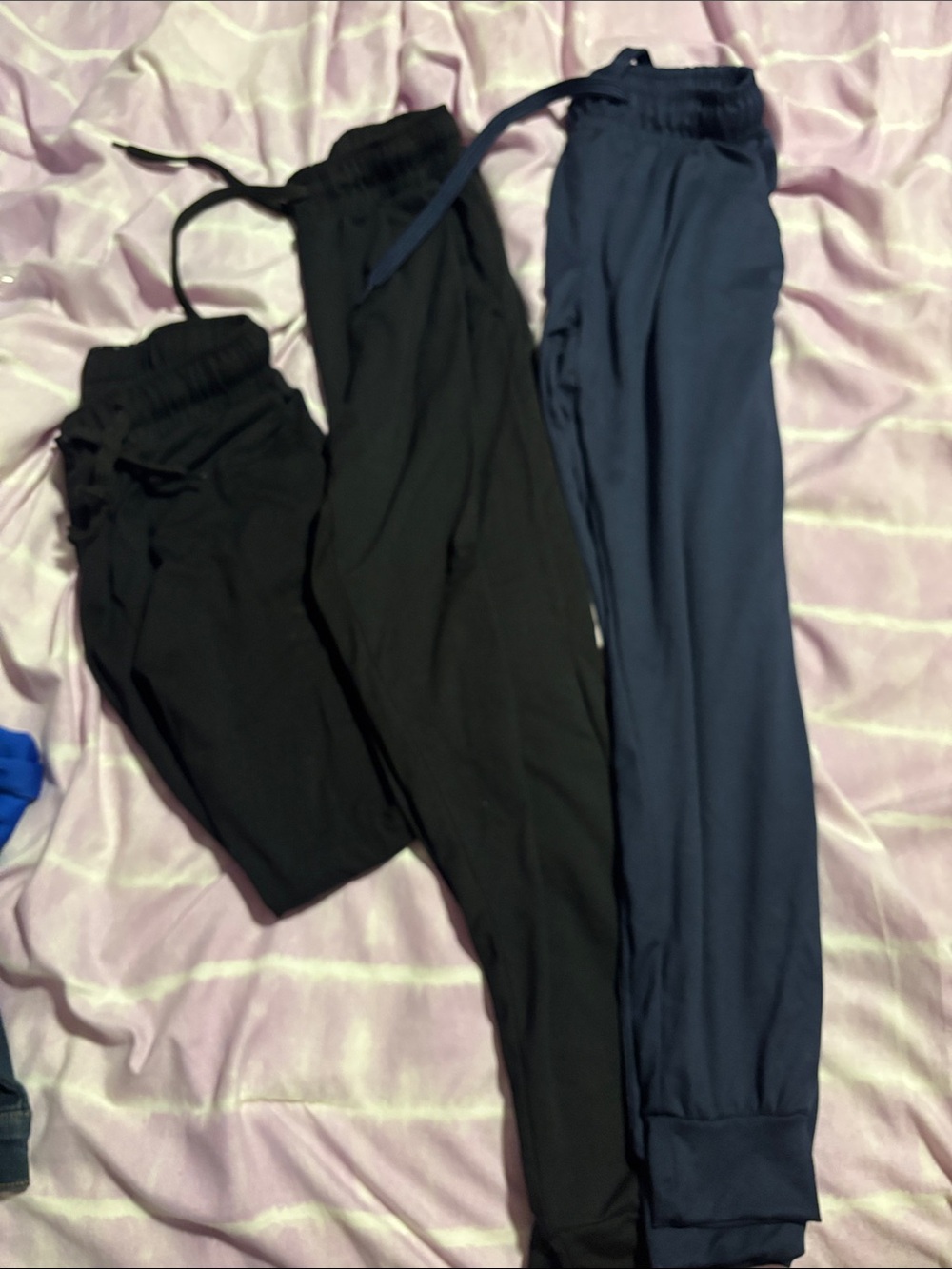 Girls Elastic-Waist Jogger Pants - Black & Navy 3 pairs